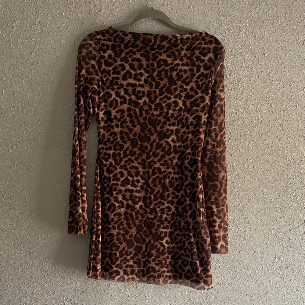 Leopard Print Long Sleeve Dress- Medium